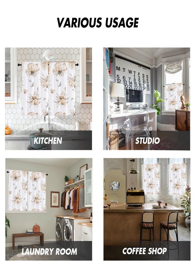 Kikiry Floral Kitchen Curtains Mini 27.5''W x 39''L Flower Spring Blossom Farmhouse Pretty Watercolor Vintage Woman Girl Short Small Cafe Room Rod Pocket Window Drapes Treatment Tiers Fabric 1 Pair - Image 5